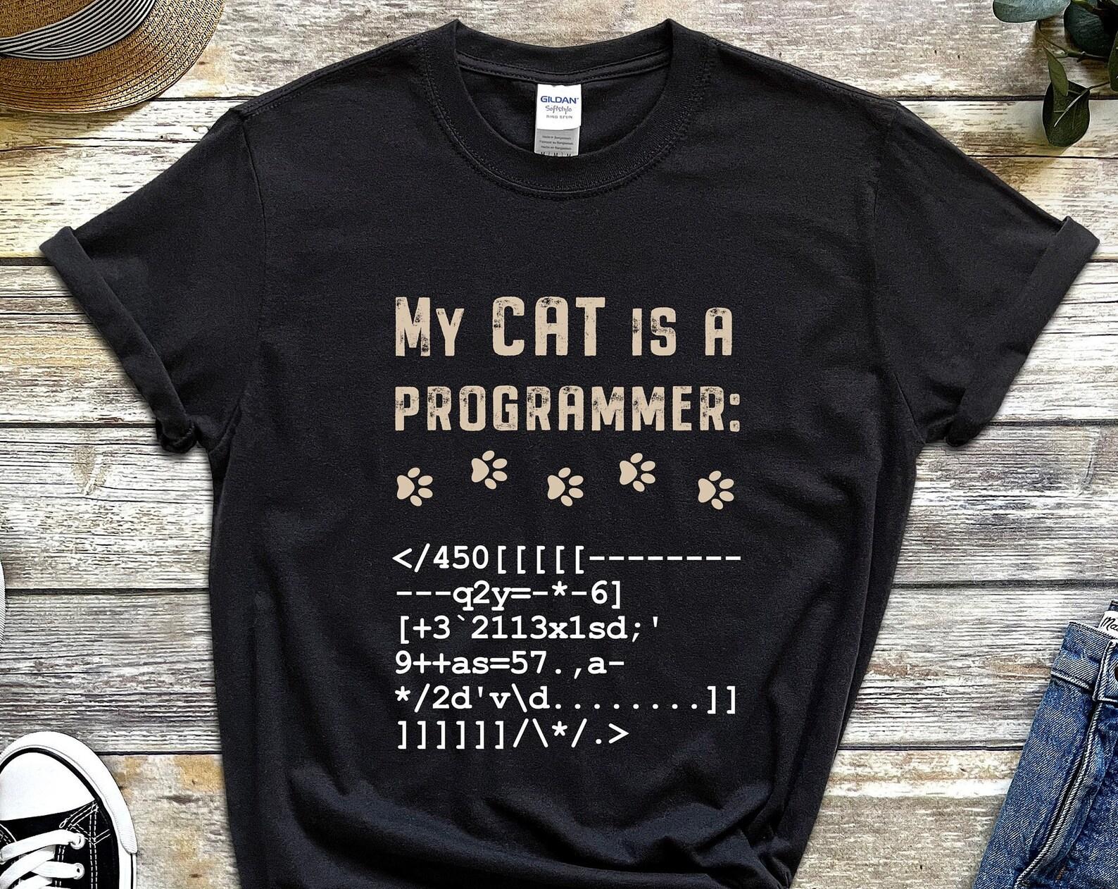 Gift For A Programmer, Funny Developer T-Shirt, Cat Lover Coder Clothing, Coder Gift, Java Shirt, Software Programmer T Shirt, Computer Tee S