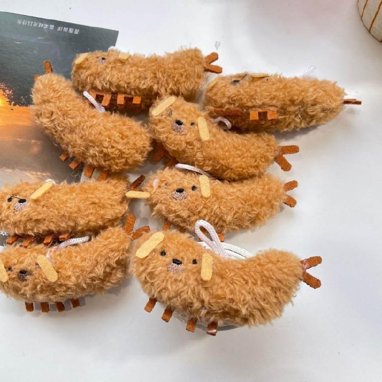 Plush Stuffed Keychain Funny Dolls Fried Shrimp Dog Pendant Keyring for Decor