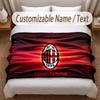 AC Milan Printed Flannel Blanket Custom Name Text Soft Warm Throw For Bedroom Holiday Gift