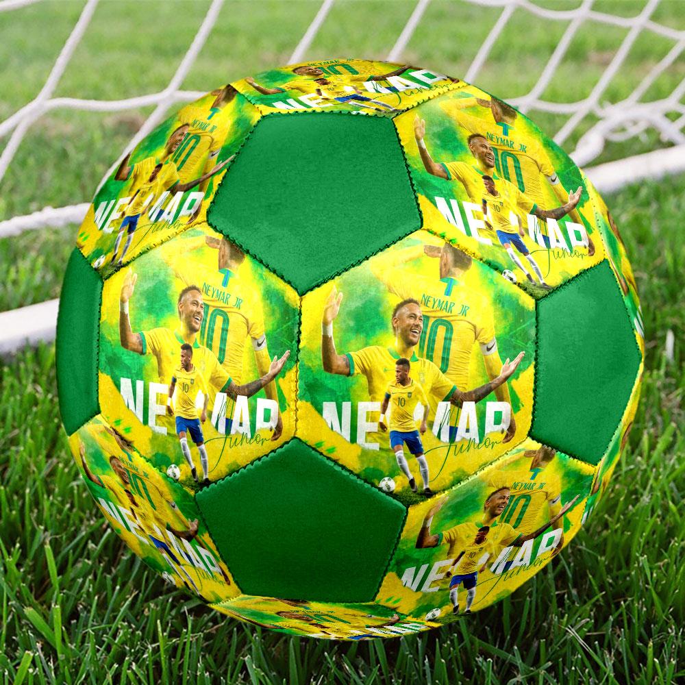 1PC Neymar Graceful Forward Size 5 Soccer Ball PrahaIndoor Soccer Ball Colorful All Ages Machine Stitched PVC Competition Ready Durable High-Bounce