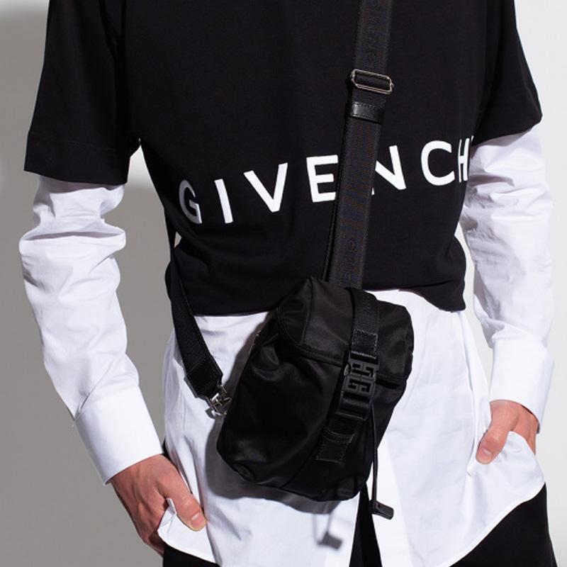 Givenchy Solid Color Fashion Trend Flap Buckle Closure Nylon Shoulder Bag Backpack Men Backpack Black BKU02-CK17R-001G
