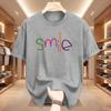 Colorful Smile Smiley Face Graphic T-Shirt Crew Neck Short Sleeve Top Back Print Happy Positive Slogan