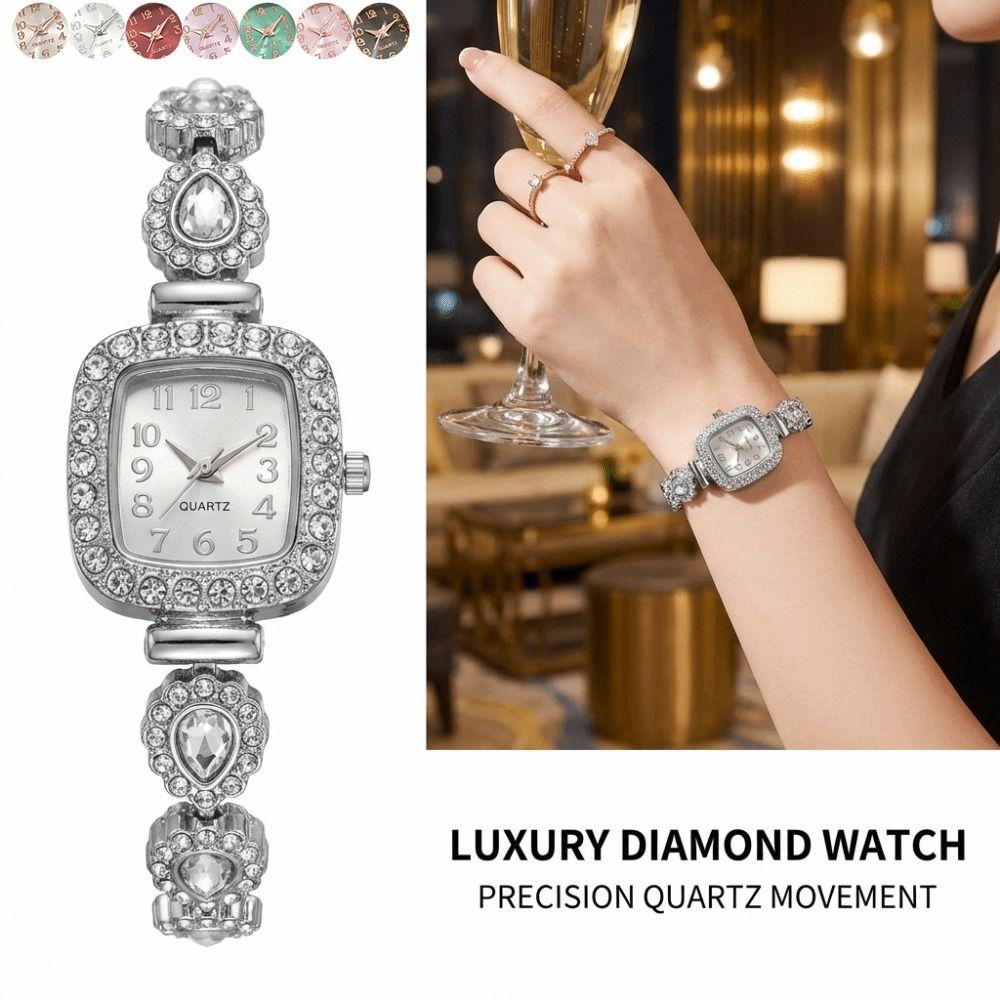 Mit verstellbarem Armband quadratische Uhr Handgelenkdekoration Damen Mädchen