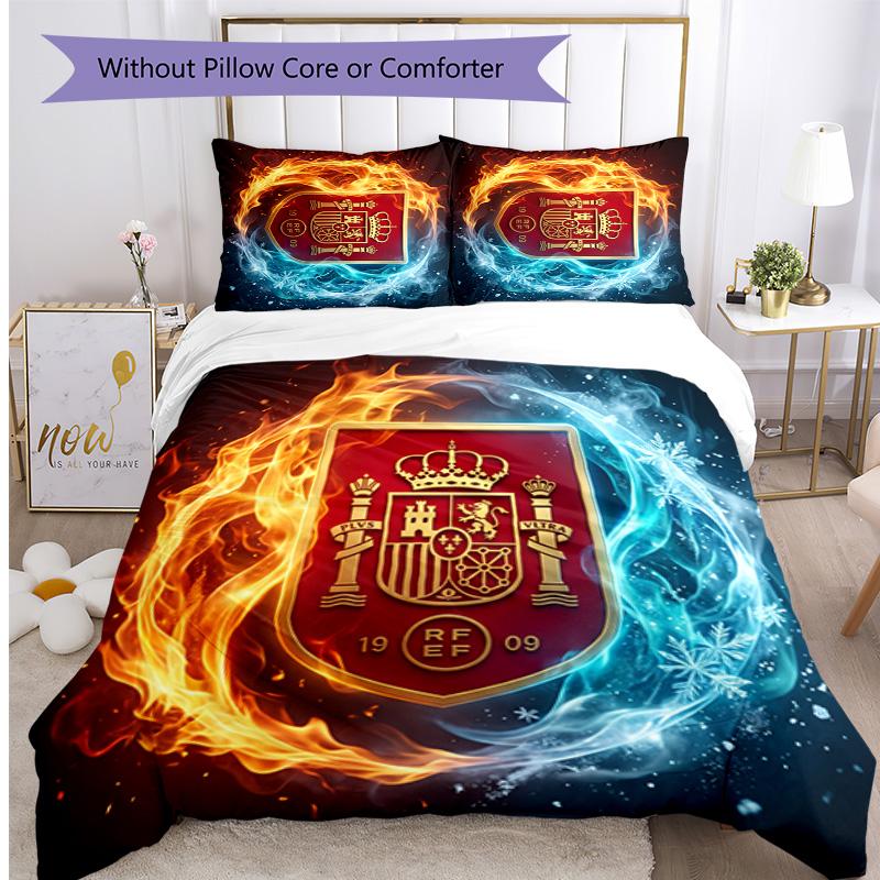 Ensemble de literie imprimé football Espagne 3 pièces Ensemble de couvre-lit douillet respirant comme cadeau de pendaison de crémaillère / de vacances
