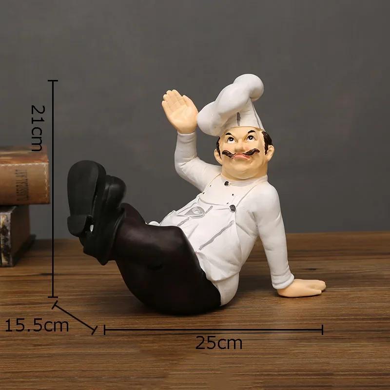 Chefes Barbudos Figuras Creativas Estatua Decoración de Escritorio Personaje Chef Profesional Escultura de Resina Adornos Decoración Moderna para el Hogar