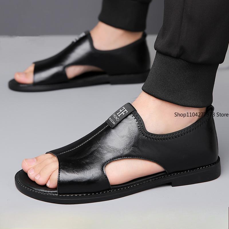Fashion Sandals for Men Brand Casual Shoes Outdoor 2025 New Men's Slippers Comfortable Beach Shoes High Quality Leather Men Flat Sandals