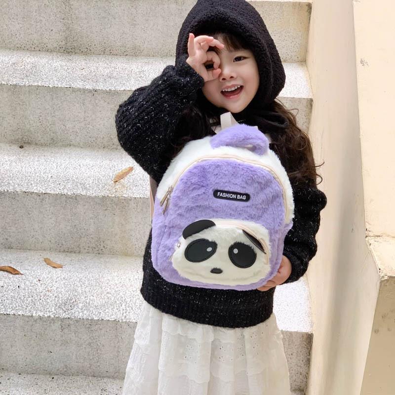 Plush Panda Backpack For Kids With Breathable Design And Storage For Kindergarten Use