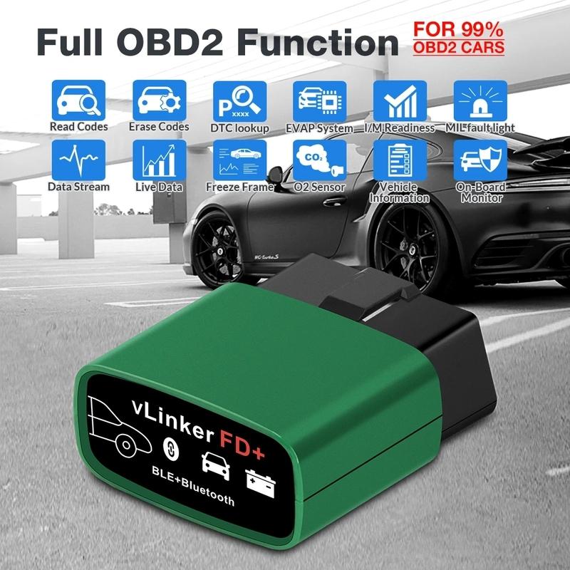 2025 Vgate vLinker FD+ V2.2 ELM327 BT4.0 Wireless  Car Diagnostic Tools OBD 2 Scanner J2534 PK V1.5 ELM 327 For Ford