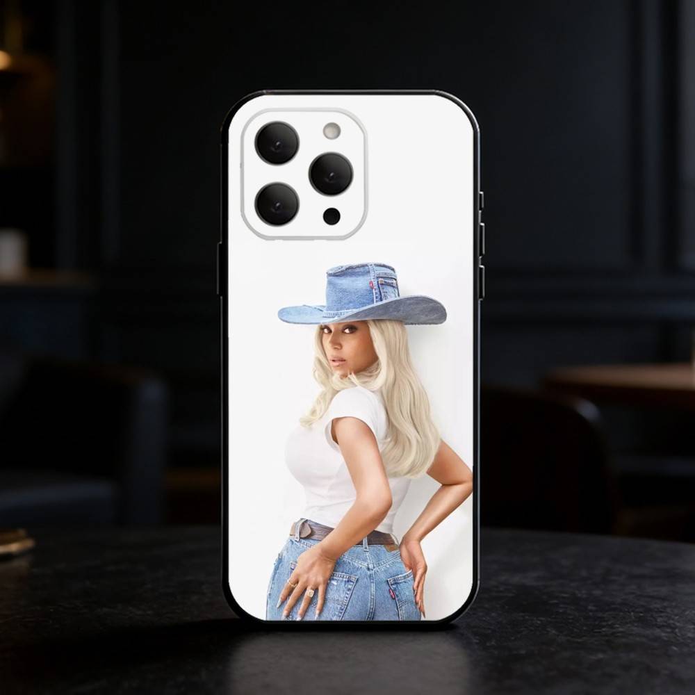 

B-beyonce Cowboy Cool singer Phone Case For iPhone 17,16,15,14,13,12,11 Plus,Pro Max,SE4Soft Silicone Black Cover iPhone11PROMAX
