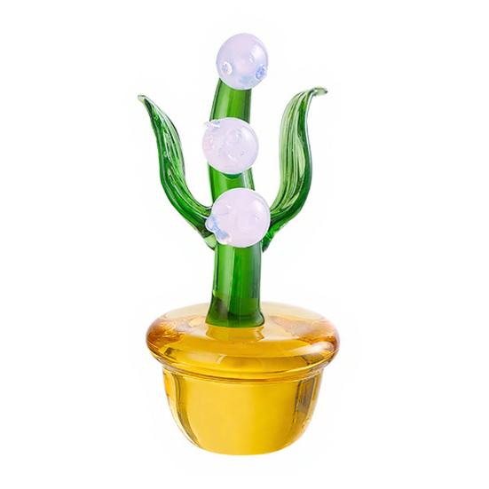 Mini Glass Flower Figurine Transparent Hand Blown Faux Crystal Flower Bouquet In Pot for Birthday Mother's Day Wedding Women Mom Office Home Table