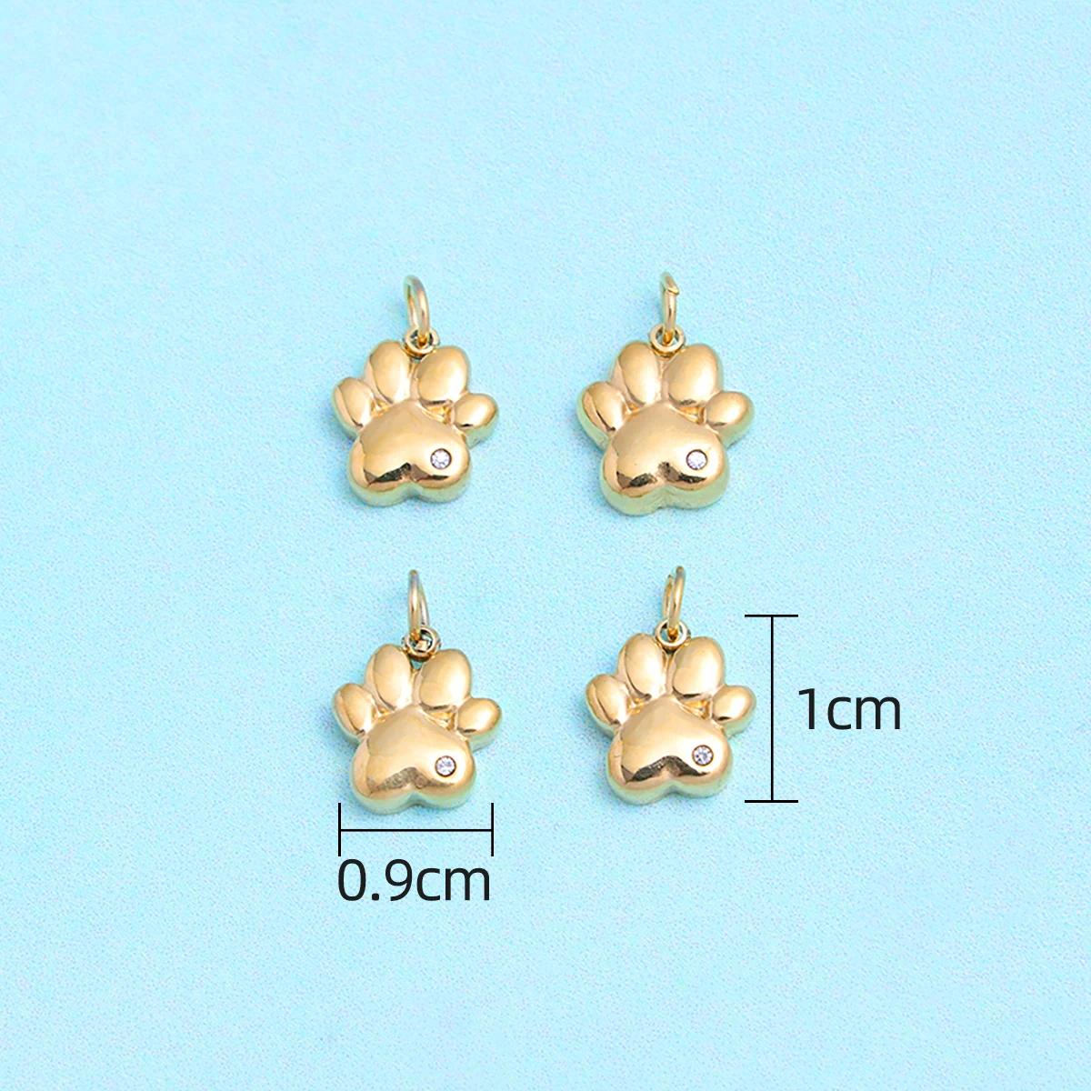 

CARLIDANA Hot Sell 4pcs/lot 0.9 * 10mm Adorable Animal Paw Gold Plated Stainless Steel DIY Necklace Jewelry Pendant Pack