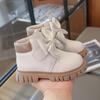 Multi Color Versatile Girls Boots with Flat Heel Low Cut Bow Anti Slip and Waterproof Winter Microfiber Leather Fashion Boots