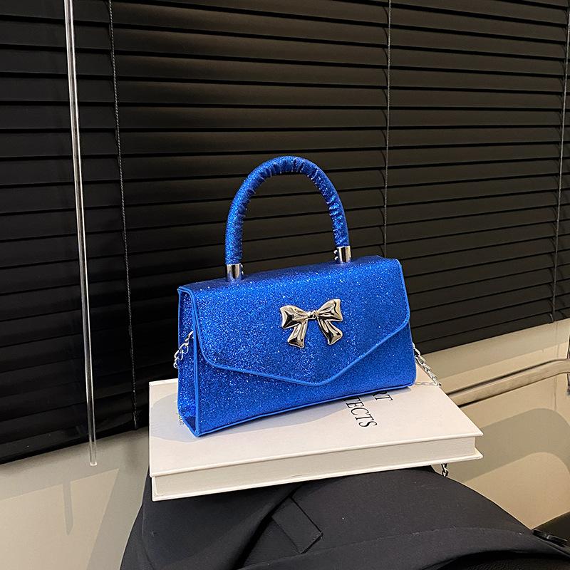 2025 Texture Foreign Style New Bow Fashion Casual Simple Chain Single Shoulder Crossbody Small Square Bag Women