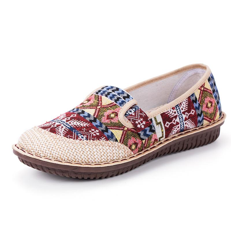 

2024 New Linen Casual Grass Weave Students Shoes Forest Series Half Slippers Women s Ethnic Embroidery Shoes 35 красный