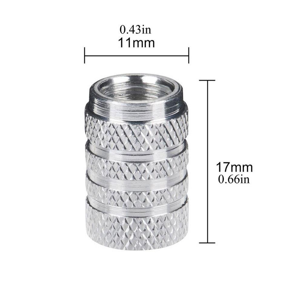 4Pcs Car Tire Valve Stems Cap Knurling Style Tire Valve Cap Aluminum Tire Wheel Stem Air Valve Cap Car Universal Accessories Valve Stems 1
