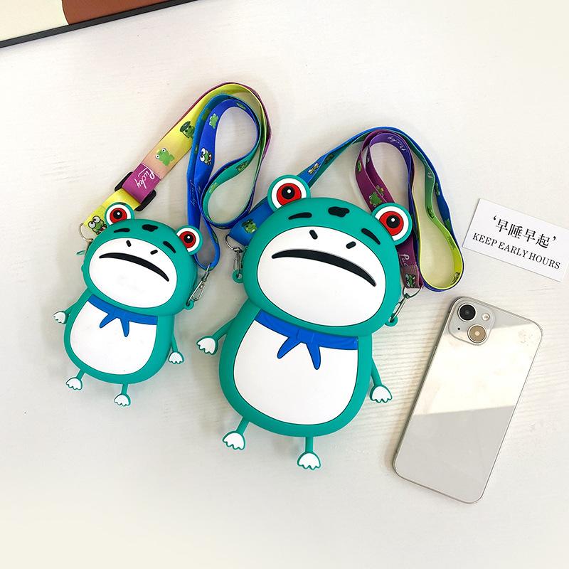 Funny little frog silicone bag cute fashion creative children oblique span change bag tide size