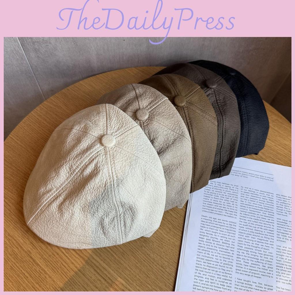 Color Fashion Solid Retro Leather Cap Women Autumn Spring Sunlight Protection