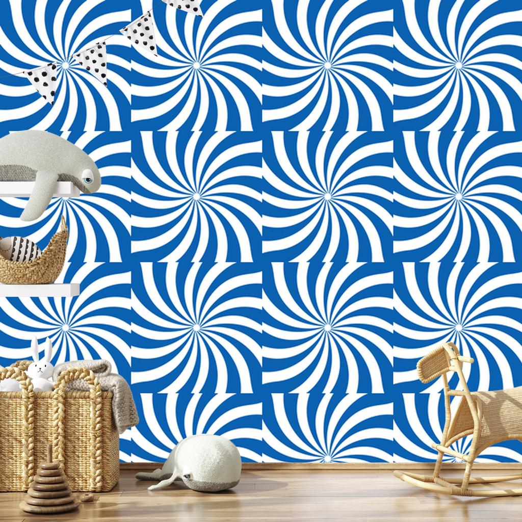 Hippie wallpaper background blue, white and azure for living room and bedroom 50x1000
