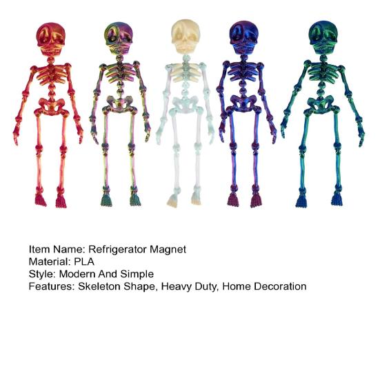 5Pcs 3D Printed Skeleton Refrigerator Magnet Poseable Skeleton Figurine with Movable Joints Halloween Gothic Skeleton Fridge Magnetic Decoration