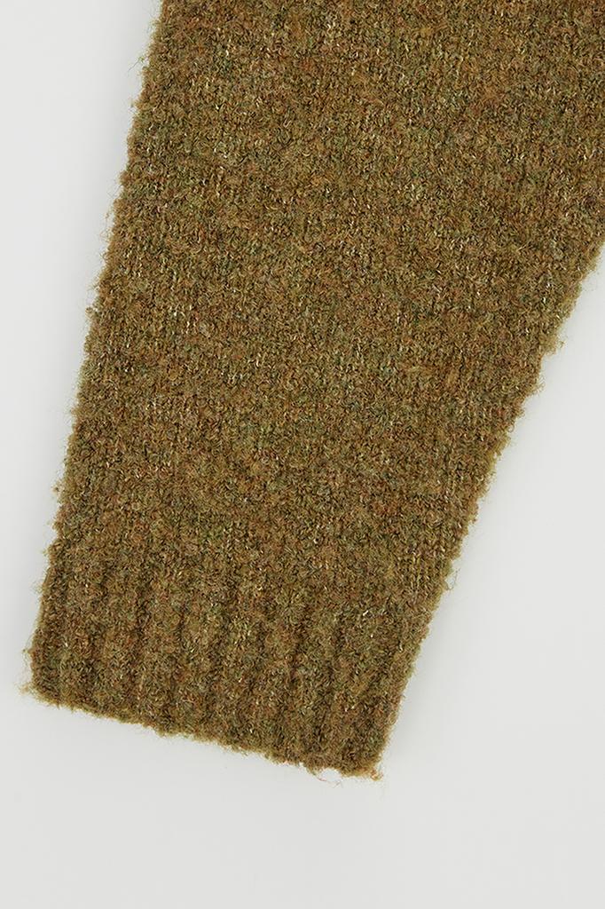 NOIRER Boucle V-Neck Oversized Sweater (Orange Green)