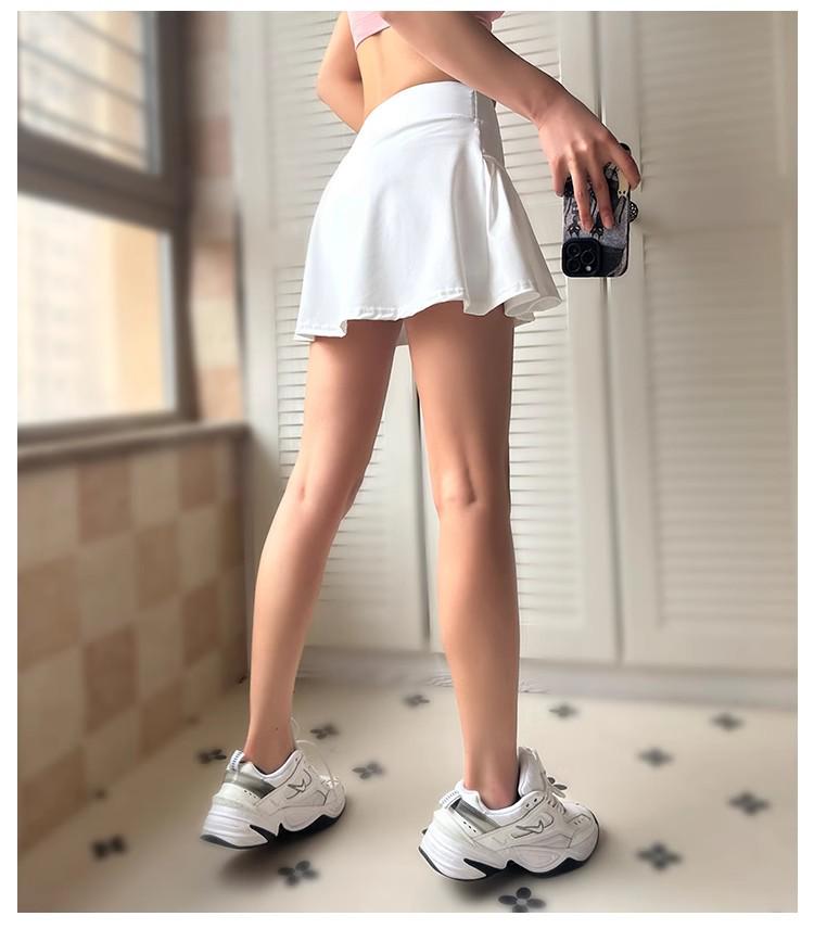 Sportovní sukně A-linie s vysokým pasem, rychleschnoucí, pro badminton, běh, tenis a fitness