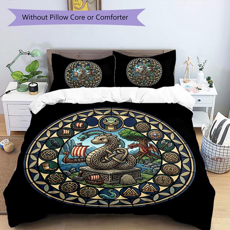 Mythology Symbols Pattern Bedding,Quilt Set Quilt Cover Pillowcase Home Birthday Gift (1*duvet Cover+2*pillowcase,without Core)