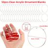 50pcs Art Deco Style Transparent Acrylic Hanging Ornaments, DIY Blank Decorative Tags for Hand-Painting, Valentine'S Day Party Favors, No Feathers