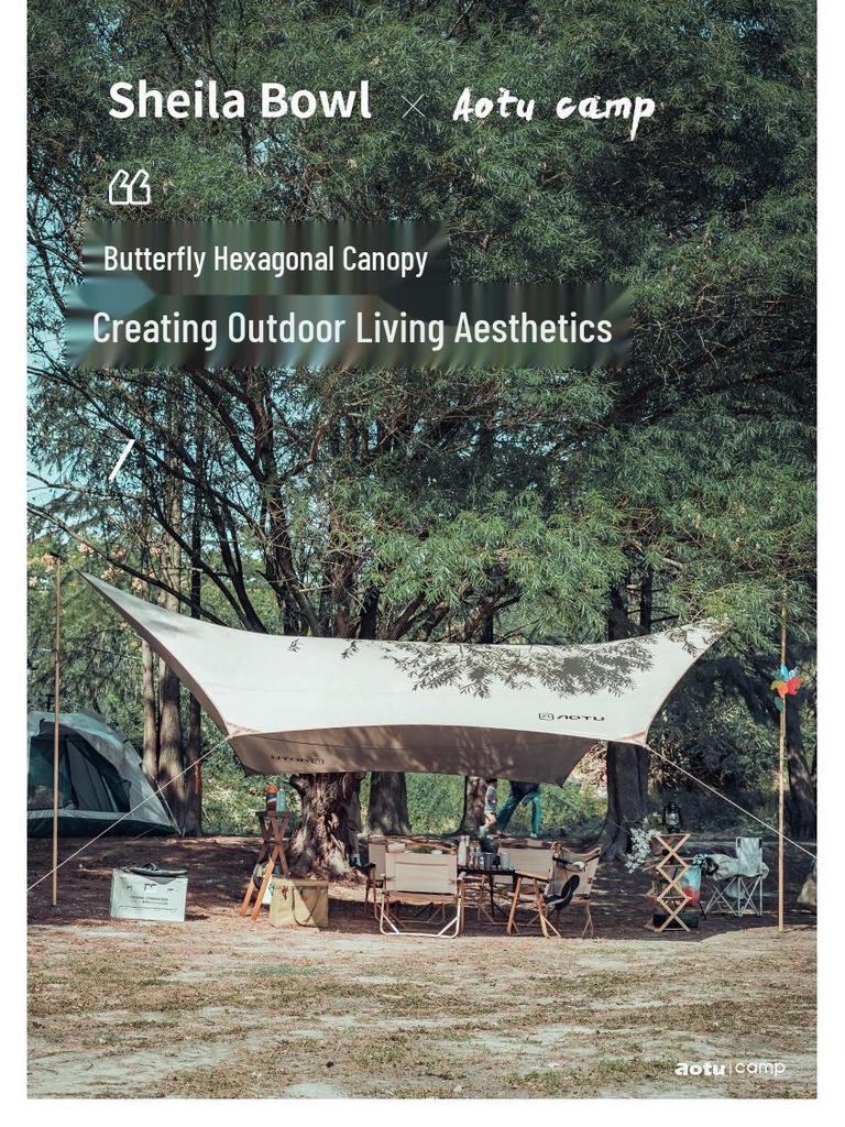 Portable 5.2m Outdoor Butterfly Canopy: Waterproof Oxford Cloth Gazebo and Sun Shade Tent for Camping.