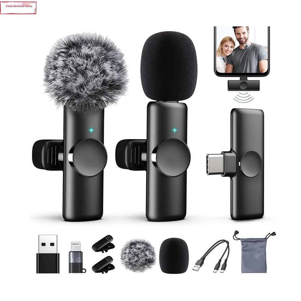 Microfone Lapela Sem Fio K11 com Redução Automática de Ruído para Vídeo, Transmissões Ao Vivo, Entrevistas e Gravação em Celulares e Computadores.