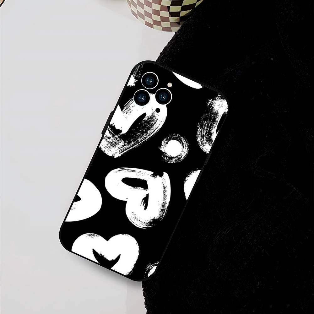 Full Screen Love Phone Case For IPhone 17 Air 16 15 14 13 Pro Max 11 12 Black Silicone Cover