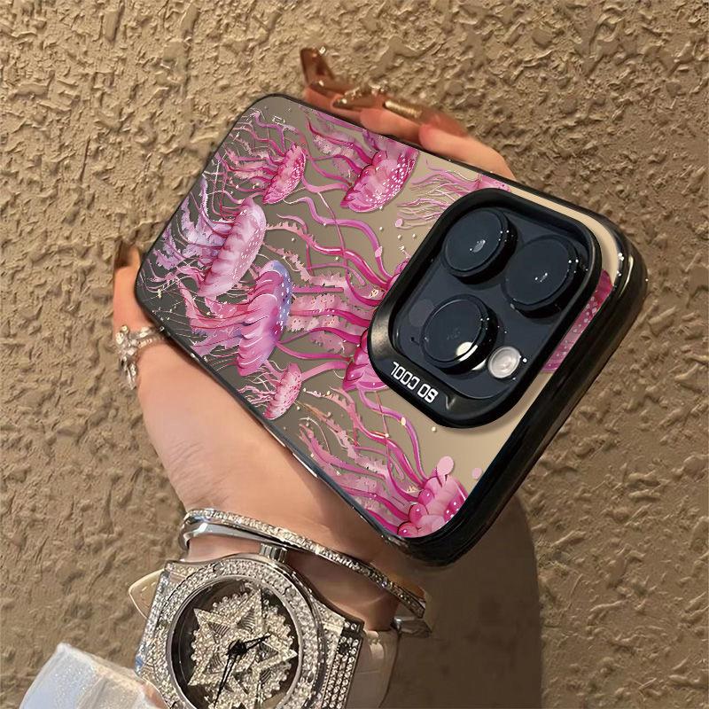 Pink Jellyfish Phone Pro Max Transparent Cover for iPhone 16 16E 15 14 13 12 11 Case