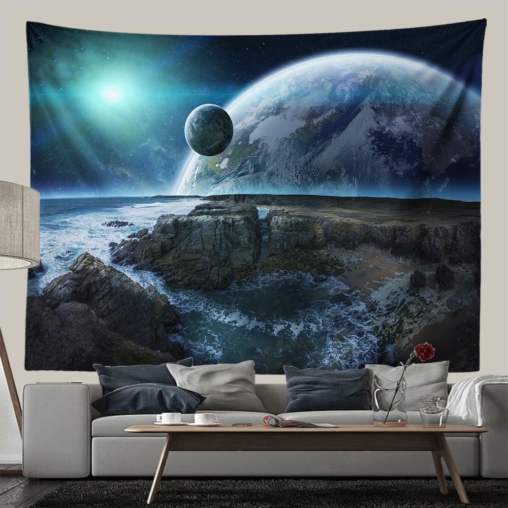 Purple Planet Tapestry Wall Hanging Hippie Room Decor Galaxy Space Wall Tapestry Aesthetic Bedroom Living Room Decor