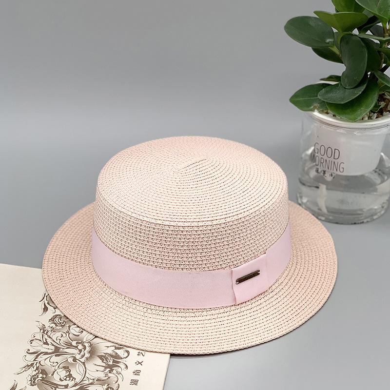Fashion straw weaving travel sunshade sunscreen hat small flat top straw hat casual versatile hot-selling