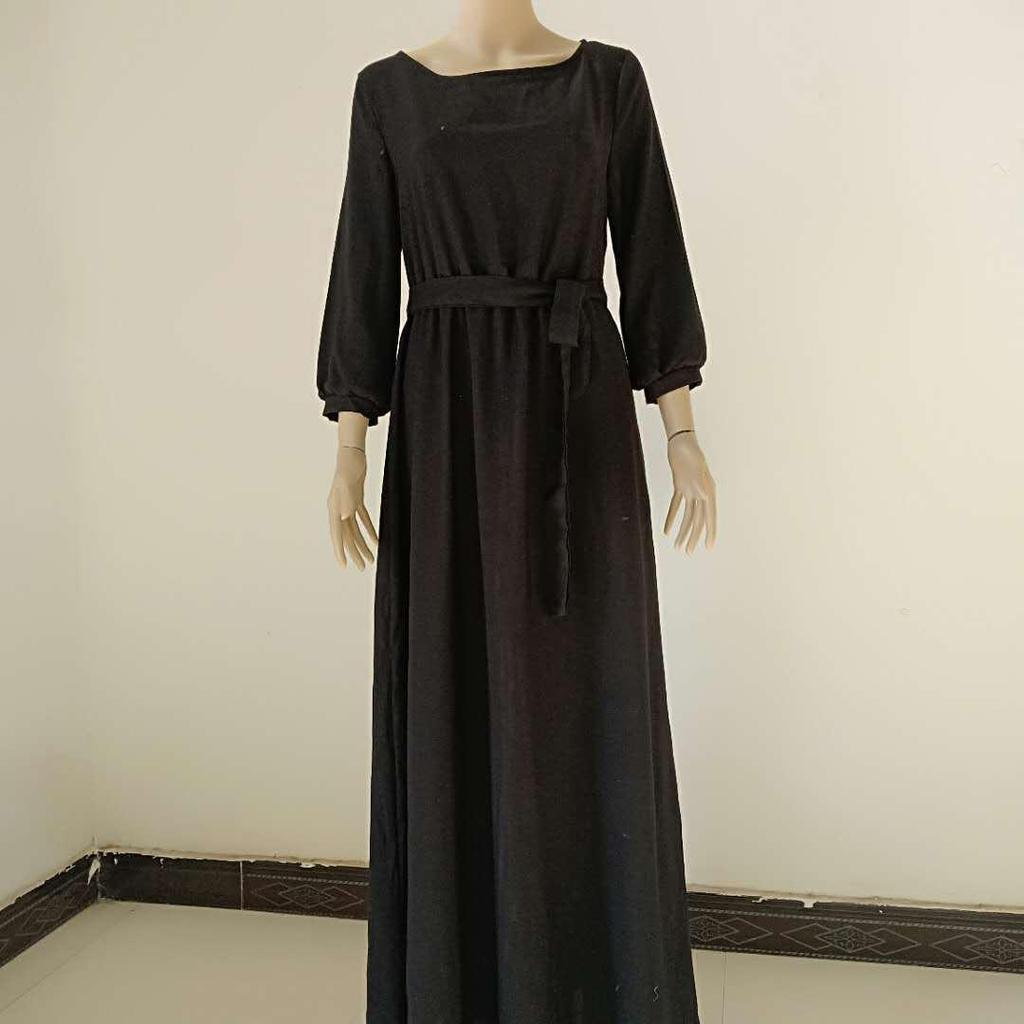 Podzim 2019 Šaty s dlouhým rukávem z rayonu s kulatým výstřihem - Dostupné ve 3 barvách