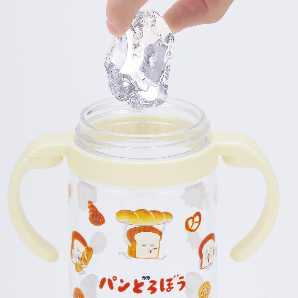 Skater Baby Straw Mug with Folding Handle and Shoulder for Ages Bread Thief Design Strap, 2-Way Design, 370ml, 1+, (KSHW2N-A)