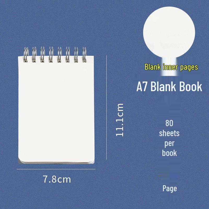 PP Cover A7 Flip-Up Coil-Bound Lined Notebook - Mini English Diary for Students & Stationery