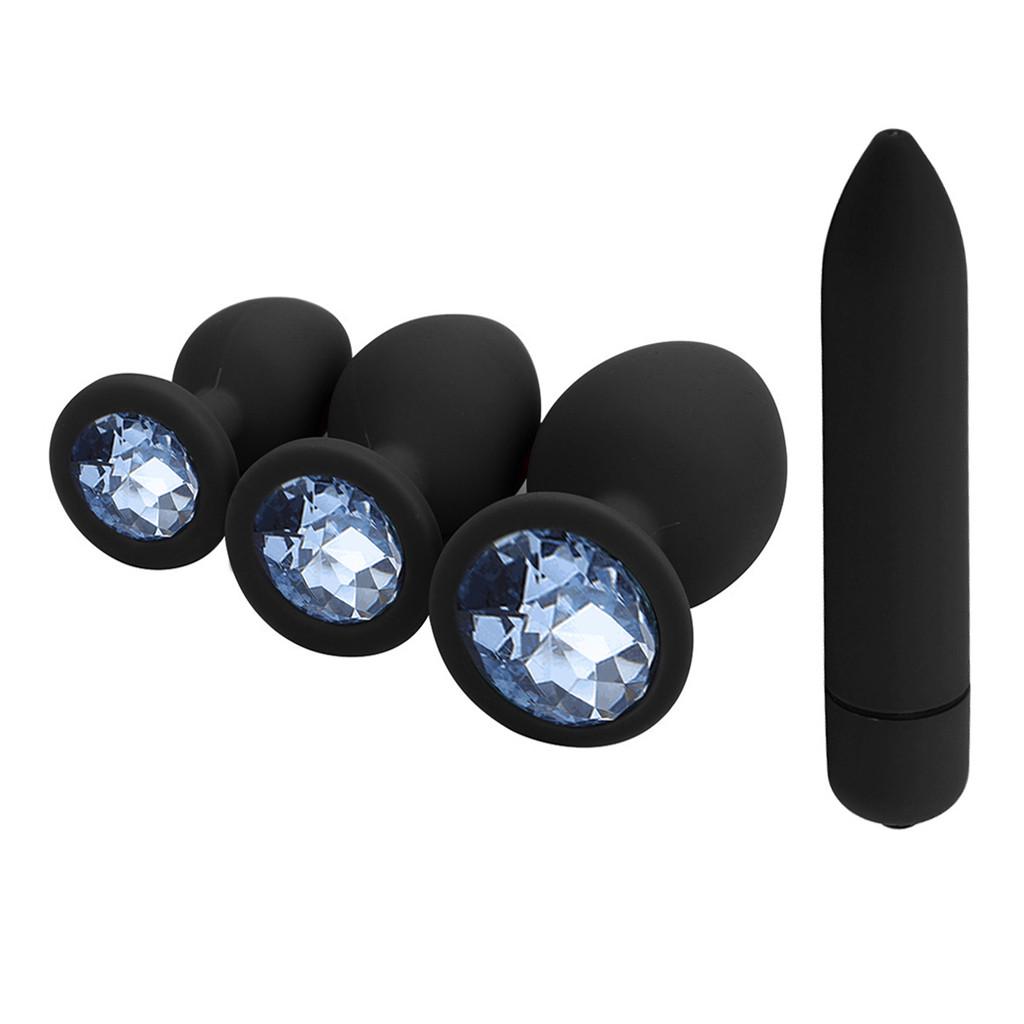 Silicone Jeweled Anal Butt Plugs Anal Jump Eggs Trainer Toys Set