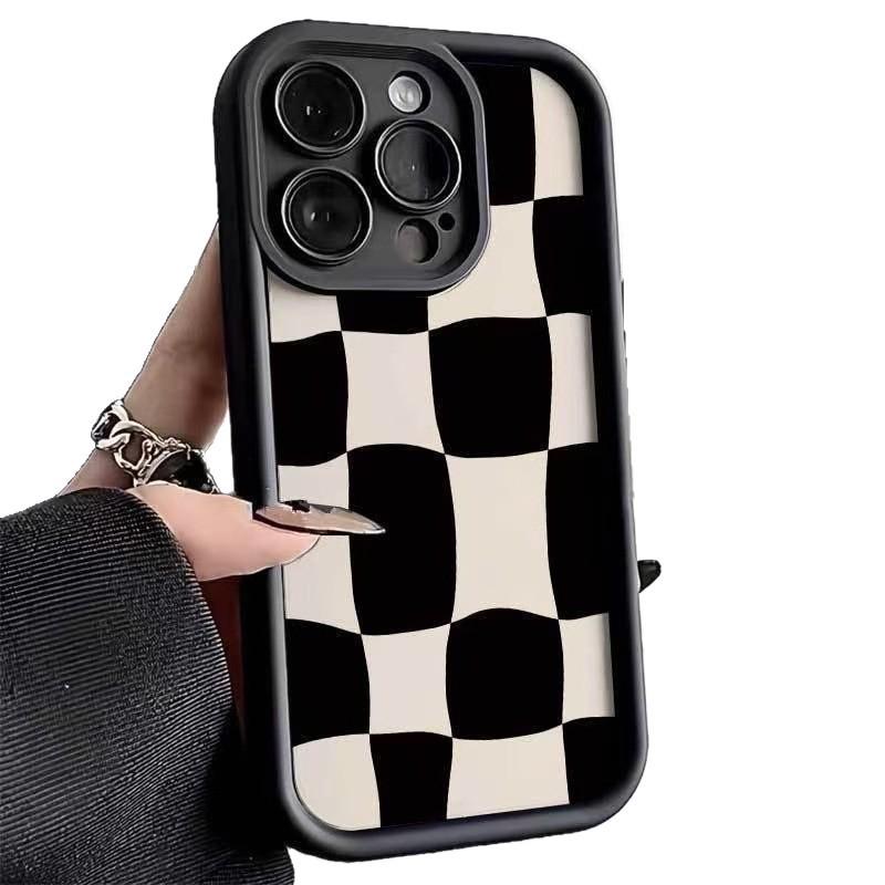 Color-blocked Plaid Case for Apple iPhone 15, 14 Pro, 16 Pro, 17 Pro, Full Coverage, 13mm Drop Protection