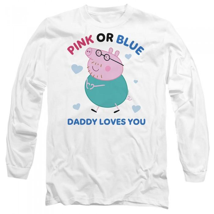 Peppa Pig Unisex Adult Pink Or Blue Daddy Loves You Long-Sleeved T-Shirt