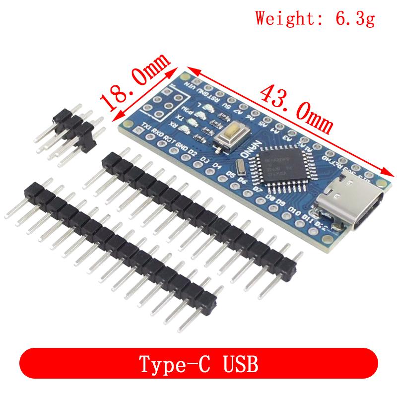 Mini / Typ-C / Micro USB Nano 3.0 Mit dem bootloader-kompatiblen Nano-Controller für Arduino CH340 USB-Treiber 16 MHz ATMEGA328P