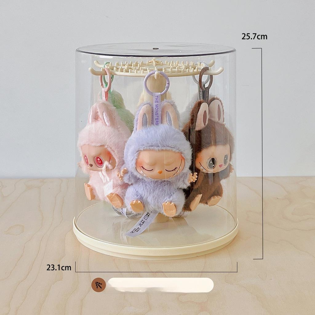 Labubu Pendant Display Box Rotating Transparent Labubu Doll Handmade Blind Box Storage Display Stand Decorative Ornaments