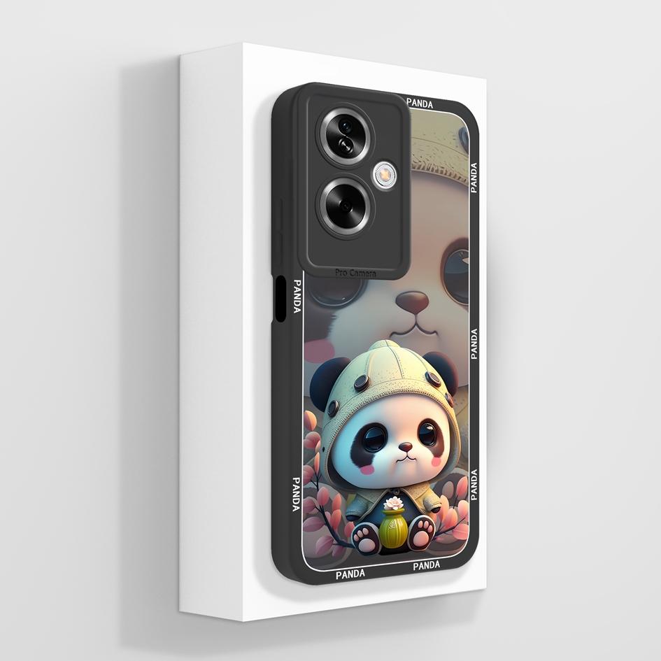 For OPPO A79 A77 A77s A78 A83 A91 A92 A93 A93s A94 A95 A96 4G 5G Phone Cases Lovely Panda Kitten Pattern Liquid Silicone Anti Slip Shell For OPPO Capa