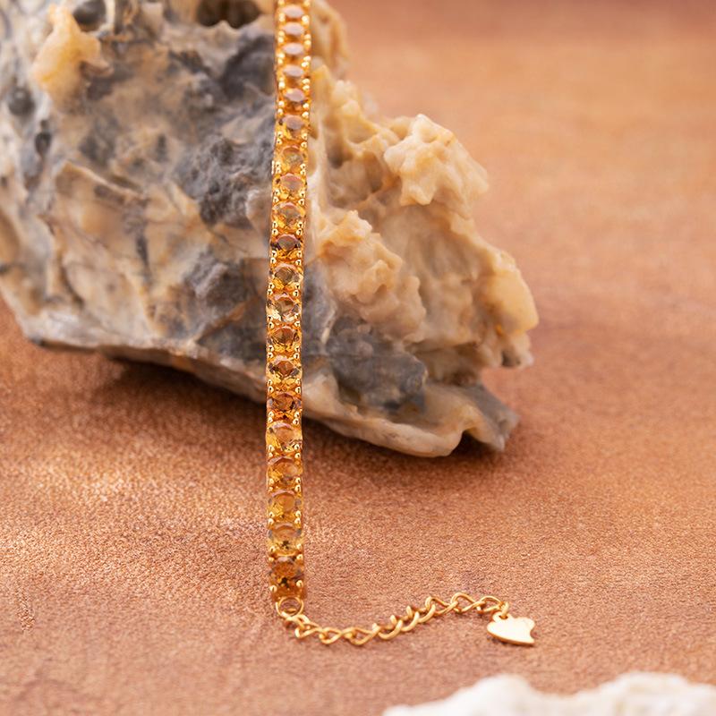 Color Treasure Jewelry Natural Citrine Bracelet Women'S S925 Sterling Silver Xiaohongshu Wechat Channels
