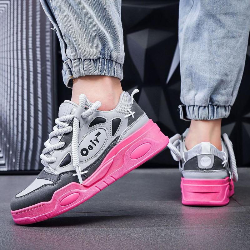 Fashion Black Platform Sneakers Woman Pu Leather Design Low Top Skateboarding Shoes For Women Outdoor Thick Sole Sports Shoes Lace Up