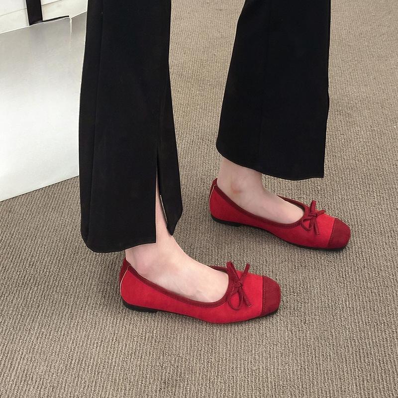 New Square-toed Flat Single-shoe Women's Casual Soft-soled Large-sized Shallow Ballet Shoes