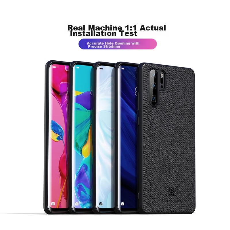 ESCASE Huawei P30 Pro Phone Case, P30 Pro Protective Cover, Creative Full-Edge Anti-Drop Leather Back Cover, ES-19 Deep Black