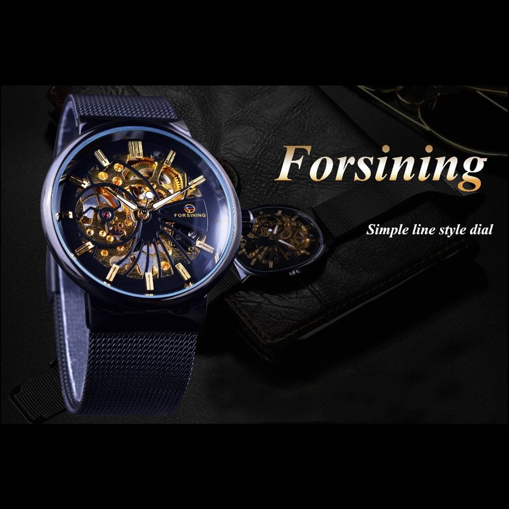 Forsinging Neue Top-Herrenuhr Casual Business-Stil Vollhohle Herren-Mechanische Uhr Herren Wasserdicht Leuchtend