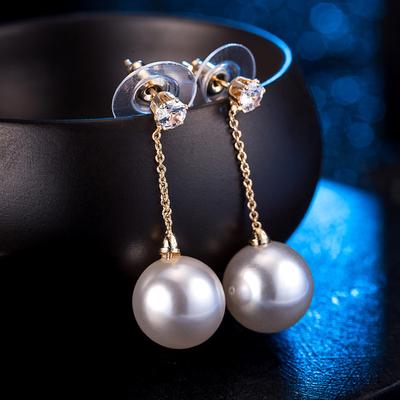 Pearl Zircon Earrings, Stud Earrings, Long Fringed Earrings, Temperament, Women'S Simple, Sweet And Versatile Fashion Jewelry