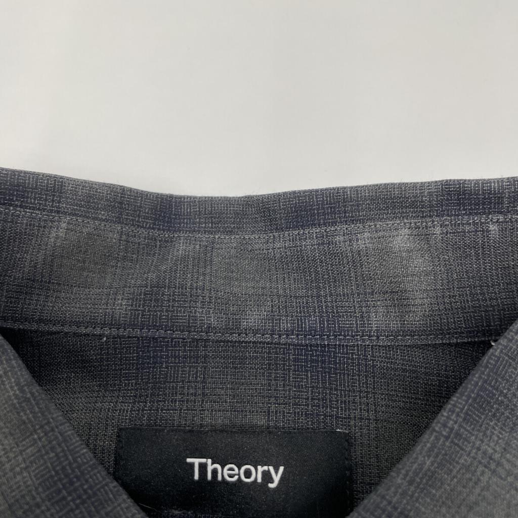 Theory 25Stainless Steel 02-5108001 Gray Wool Irving Check Shirt tops M Grey Black CheckUsed