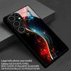 Gold Red Flame Pattern 2D Phone Case for Samsung S26 S25 S24 S23 S22 S21 S20 A56 A36 A16 Tempered Glass Protective Cover